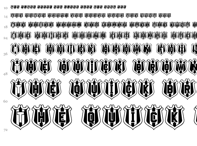 NUFC Shield font waterfall